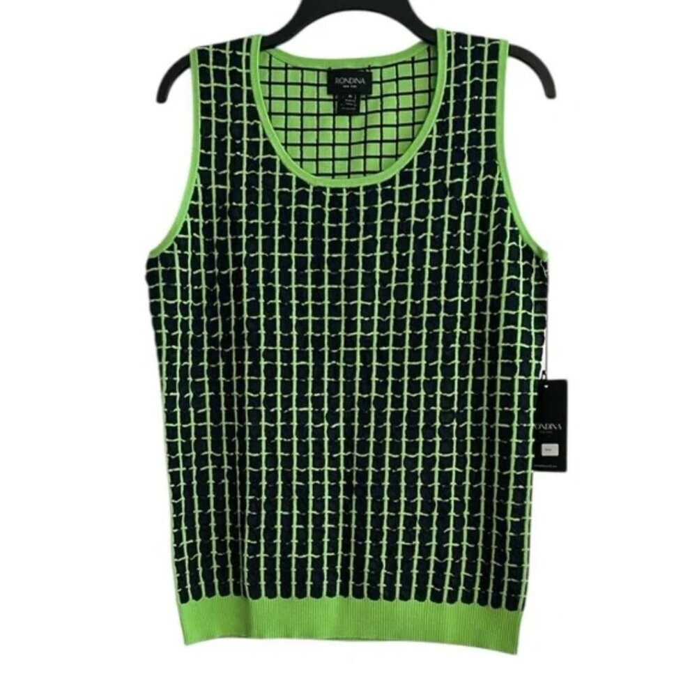 Rondina New York Grass Green Navy Sleeveless Pullover Top XL